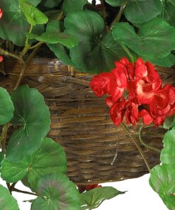 Nearly Natural 6609-RD 24in. Geranium Hanging Basket Silk Plant,Red,10.25" x 10.25" x 17.5" Red 20 81Wc1DlyZIL