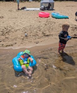 Free Swimming Baby Inflatable Baby Swim Float with Sun Canopy Size Improved Infant Pool Floaties Swimming Pool Toys for The Age of 3-72 Months(Blue, L) Blue Large 22 81WcWb7SfuL