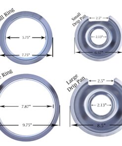 Range Kleen 1056RGE8 Style D Chrome 4 Pack Drip Pans and 4 Pack Trim Rings 13 81Wcmbdsz5L