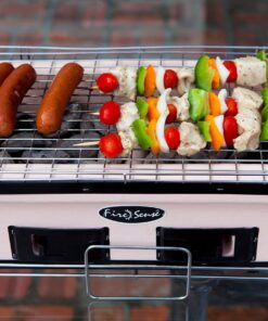 Fire Sense 60450 Yakatori Internal Grates Charcoal Chrome Cooking Grill Japanese Table BBQ Handmade Using Clay Adjustable Ventilation For Outdoor Barbecues Camping Traveling - Large - Tan 27 81WdAlJHbtL