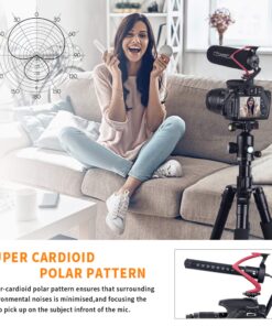 comica CVM-V30 LITE Video Microphone,Super-Cardioid Condenser On-Camera Shotgun Microphone for Canon Nikon Sony Panasonic DSLR Cameras,Mic for iPhone Android Smartphone with 3.5mm Jack(Red) Red 19 81Wedq8YsIL