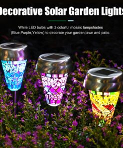 Alternative view of GIGALUMI Solar Garden Lights Outdoor, Halloween/Christmas Decorations Outdoor, Mosaic LED Solar Yard Lights 3 Color, Pathway Landscape Lighting for Path, Walkway, Driveway, Patio and Yard 3 pack
