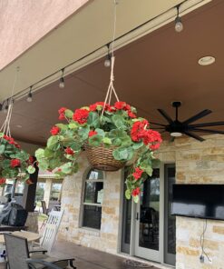 Nearly Natural 6609-RD 24in. Geranium Hanging Basket Silk Plant,Red,10.25" x 10.25" x 17.5" Red 30 81WgImZzdL