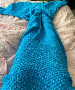 LAGHCAT Mermaid Tail Blanket Crochet Mermaid Blanket for Adult, Soft All Seasons Snuggle Mermaid Sleeping Bag Blankets 71"x35.5" Blue 37 81WhlKjUV0L