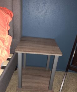 Furinno Simplistic Set of 2 End Table, French Oak Grey/Grey French Oak/Grey 2-Pack, Plastic Pole 15.6 x 15.6 48 81WhzUBX6bL