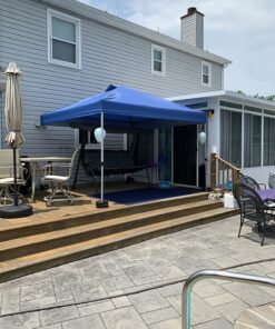 Crown Shades 10x10 Pop up Canopy Outside Canopy, Patented One Push Tent Canopy with Wheeled Carry Bag, Bonus 8 Stakes and 4 Ropes, Blue 49 81WkAb1hbSL