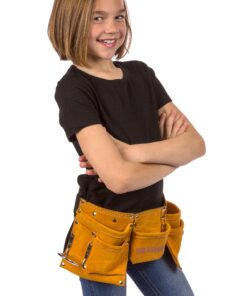 Alternative view of Childs Leather Tool Belt - Suede Leather Working Tool Pouch for Youth Dress Up and Costume. Waist Size 21"-30"