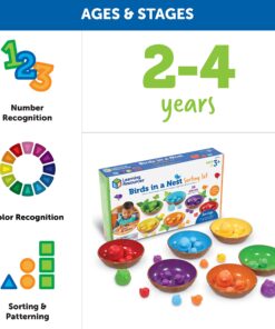 Learning Resources Birds in a Nest Sorting Set, Fine Motor Set, Color Sorting Set for Toddlers, 36 Pieces, Ages 3+ 14 81Wkq HXBoL