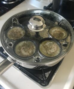 EXCELSTEEL Non Stick Easy Use Rust Resistant Home Kitchen Breakfast Brunch Induction Cooktop Egg Poacher, 6 Cup, Stainless Steel, Round 32 81Wp4yT8j3L