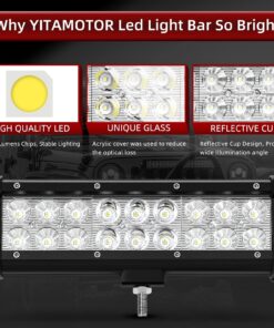 YITAMOTOR LED Light Bar 2Pack 54W 9inch Led Light Pod Spot Flood Combo Offroad Light Driving Fog Light Reverse Light Waterproof Van ATV Motorcycle Truck Boat Golf Cart 12V, 2 Years Warranty 9" 54W Combo Black 10 81WpVsHIhGL