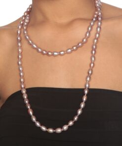 HinsonGayle AAA Handpicked 8-8.5mm Ultra-Luster Oval Freshwater Cultured Pearl Rope Necklace (48 inch) lavender 7 81Wpy1LLysL