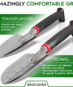 8-Piece Gardening Tool Set-Includes EZ-Cut Pruners, Lightweight Aluminum Hand Tools with Soft Rubber Handles- Trowel, Bamboo Gloves, Garden Tote, High Density Comfort Knee Pad Gardening Gifts Tool Set 13 81WqHaPbnCL