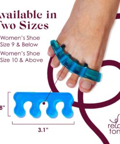 Alternative view of Silicone Toe Separator | Gel Toe Separators & Toe Spacers for Feet with Overlapping Toes | Hammer Toe Straightener & Bunion Corrector for Women & Men | Size 9 & Below Gel Toe Separators - Size 9 & Below (Blue)