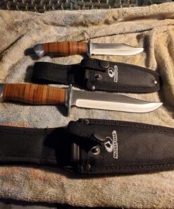 Mossy Oak 2-piece Bowie Knife, Fixed Blade Hunting Knife with Leather Handle, Sheath Included 59 81Wr38dwaL