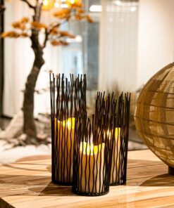 Set of 3 Metal Iron Candle Holder, Black Candlestick Modern Table Centerpiece for Indoor & Outdoor Decor, Dining Room, Home Decoration 26 81WrNezsAwL
