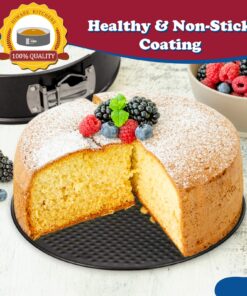 HIWARE 9 Inch Non-stick Cheesecake Pan Springform Pan with Removable Bottom/Leakproof Cake Pan with 50 Pcs Parchment Paper - Black 9-Inch 25 81WrsC9uESL