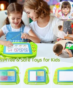 Alternative view of AiTuiTui Magnetic Drawing Board Mini Travel Doodle, Erasable Writing Sketch Colorful Pad Area Educational Learning Toy for Kid/Toddlers/Babies with 3 Stamps and 1 Pen (Green) Green