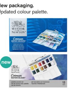 Alternative view of Winsor & Newton Cotman Watercolor Paint Set, Palette Pocket Set, 12 Half Pans w/ Brush 12 Half Pan Palette Pocket Set
