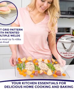 KITCHENATICS Half Sheet Cooling Rack for Cooking and Baking, Stainless Steel Baking Rack & Wire Rack, Bacon Grill Rack for Oven, Heavy-Duty Wire Cookie Cooling Rack fits Half Sheet Pan - 11.8 x 16.9 11.8" x 16.9" Half Sheet - 1 PC 27 81WxRjeB7fL