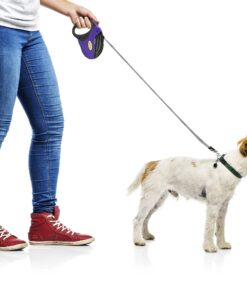 Hertzko Heavy Duty Retractable Dog Leash - Purple and Black, 16 Foot, Supports up to 110lbs - Ideal Retractable Dog Leashes for Small, Medium & Large Dogs, Heavy Duty Purple Dog Leash with Thick Rope for up to 110 LBS 23 81WzXaBZaoL
