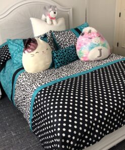 Mi Zone Comforter Set Fun Bedroom Décor - Modern All Season Polka Dot Print, Vibrant Color Cozy Bedding Layer, Matching Sham, Decorative Pillow, Full/Queen, Leopard Teal 4 Piece 39 81X0YVe1I0L