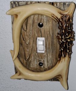 Rivers Edge Products Standard Light Switch Cover Plate, Single Toggle Switch, Poly-Resin Wall Plate Cover, Hand-Painted Decorative Wall Switch Plate, Screws Included, Antler Switch Single Antler 12 81X0vOA2kSL