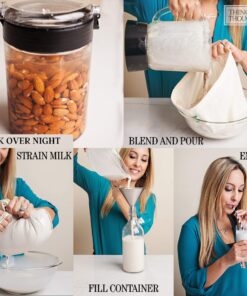 Alternative view of Nut Milk Bags for Straining Reusable, Organic Cotton and Food Grade Cheesecloth by Things&Thoughts, Strainer Bag for Almond Milk, Oat Milk, Celery Juicing, Yogurt, Cold Brew Coffee & Tea