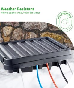 Alternative view of SockitBox – The Original Weatherproof Connection Box – Indoor & Outdoor Electrical Power Cord Enclosure for Timers, Extension Cables, Reels, Transformers, Power Strips, Lights & Tools – Large – Black