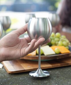 D'Eco Unbreakable 12 Oz Stainless Steel Wine Glasses (2 Pack)- Large Stemmed Matte Silver Wine Goblets - Reusable Indoor Outdoor Drinkware - Keeps Wine Chilled for Longer - Holiday Christmas Gift Idea 2 Count (Pack of 1) 19 81X2d53J8L