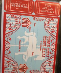Carousel LARGE Invitations AR - 20 Invitations 20 Envelopes - Carnival Invitations - Circus Invitations 13 81X3YgREEL