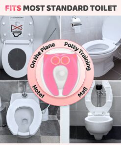 Gimars Portable Travel Potty Seat for Toddlers, Large Folding Travel Potty Seat For Kids Fits All Shape Toilet, Foldable Toilet Seat for Boys & Girls With 6 Non-Slip Silicone Pad, Free Carry Bag, Pink 27 81X63jgAkIL 2