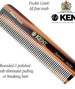 Kent A FOT Handmade All Fine Tooth Saw Cut Beard Comb - Pocket and Travel Comb - Styling Comb or Wet Comb for Fine or Thinning Hair, Beard Care, and Hair Care for the Essential Kent Beard Kit 1 Pack Tortoiseshell 22 81X9uDKmA2L