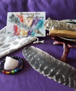 Smudge Kit Spiritual Set, Large Abalone Shell, Complete Sage Smudge Stick Kit, Palo Santo, White Sage Incense for Cleansing, Smudge Feather,Chakra Kit Bracelet, Charitable Positive Vibes Smudging Kit 54 81XA3Y05psL