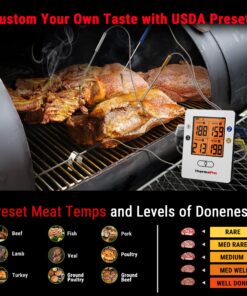 ThermoPro TP25 500ft Wireless Bluetooth Meat LCD Thermometer with 4 Temperature Probes Smart Digital Cooking BBQ Thermometer for Grilling Oven Food Smoker Thermometer, Rechargeable Milk White 31 81XAbgWZPSL