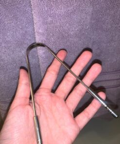 HealthAndYoga(TM) SteloSwipe Tongue Cleaner Scraper - Hygienic Seal-Pack - Surgical Grade Stainless Steel, Non-Synthetic Grip - Sterilizable Metal Tongue Scraper for Adults (1 Pack with Storage Bag) Surgical Steel - 1 Pack 64 81XBh2XPfL