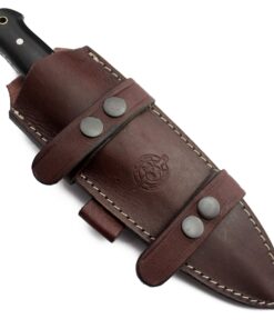 Wolfklinge Damascus Steel Bowie Knife for Outdoor Enthusiasts - Full Tang Micarta Handle, Flat Edge Blade, Leather Sheath DCX17-57 32 81XCF3MgrRL