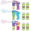 ArtCreativity 3 LED Light Up Bubble Guns, with Sound, Includes 6 Bottles of Bubble Solution Refill, Bubble Blower for Bubble Blaster Party Favors, Summer Toy, Outdoors Activity, Easter, Birthday Gift Battery-Powered