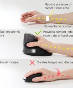 J-Tech Digital Scroll Endurance Wired Mouse Ergonomic Vertical USB Mouse with Adjustable Sensitivity (600/1000/1600 DPI), Removable Palm Rest & Thumb Buttons - Reduces Hand/Wrist Pain (Wired) 36 81XDjWytYiL 3