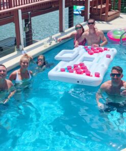 Jasonwell Beer Pong Pool Float - Inflatable Pool Beer Pong Table Party Pool Games Accessories for Adults 6 Feet Inflatable Pool Lounge Raft Toys with Cooler and 8 Pong Balls 32 81XEbg052TL