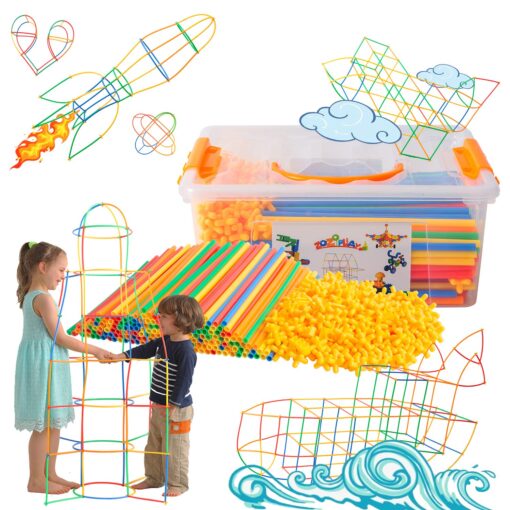 ZOZOPLAY Straw Constructor STEM Building Toys 400 Piece Straws and Connectors Building Sets Colorful Motor Skills Interlocking Plastic Engineering Toys Best Educational Toys Boy & Girl… 400piece