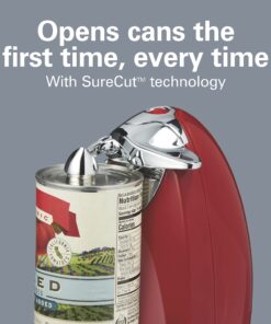 Alternative view of Hamilton Beach Electric Automatic Can Opener with Auto Shutoff, Knife Sharpener, Cord Storage, and SureCut Patented Technology, Extra-Tall, Red