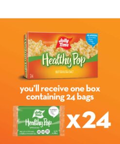 Jolly Time Premium Flavored Microwave Popcorn, Gluten Free, Gourmet Bulk Box, 24 Count (Healthy Pop - Butter & Sea Salt, 3 Ounce (Pack of 24)) 9 81XLDK77HeL