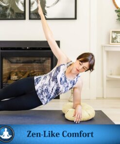 Seat Of Your Soul Crescent Meditation Cushion –10 Colors Half-Moon Yoga Pillow; Organic Cotton Zafu Cover & Zipper Liner to Adjust USA Buckwheat Hulls; Floor Pouf for Sitting Kids, Men or Women Natural 23 81XM1jWrR6L 2