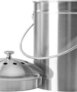 Utopia Kitchen Compost Bin for Kitchen Countertop - 1.3 Gallon Compost Bucket for Kitchen with Lid - Includes 1 Spare Charcoal Filter (Silver) Silver 30 81XOAzA7FCL