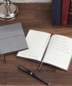 Global Printed Products Pocket Journal Notebook 4.25"x5.75" with Elastic Closure Leather Material (Grey/Black) 9 81XOVU7WML