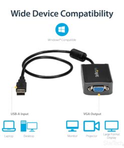 StarTech.com USB to VGA Adapter - 1440x900 - External Video & Graphics Card - Dual Monitor Display Adapter - Supports Windows (USB2VGAE2),Gray 1440p x 900p 13 81XPAwO4muL