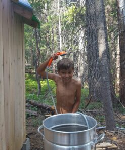 Ivation Portable Outdoor Shower, Battery Powered - Compact Handheld Rechargeable Camping Showerhead - Pumps Water from Bucket Into Steady, Gentle Shower Stream 43 81XTFS N5BL