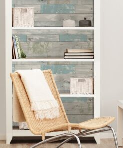 NuWallpaper NU3126 Beachwood Peel & Stick Wallpaper, Multicolor , Blue 25 81XVnCGDBL