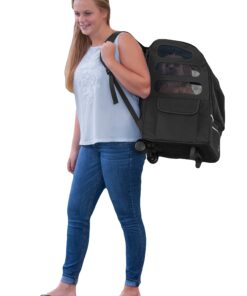 Pet Gear I-GO2 Roller Backpack, Travel Carrier, Car Seat for Cats/Dogs, Mesh Ventilation, Included Tether, Telescoping Handle, Storage Pouch 22.0"L x 13.5"W x 16.0"H 32 81XWeyvOmL