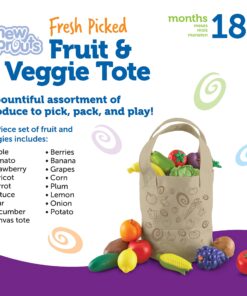 Learning Resources Fresh Picked Fruit And Veggie Tote, 17 Piece, Age 18 months+, Multicolor,8 L x 9 W in One Size 29 81XXooqZK L